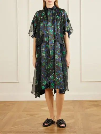 Sacai Floral-print Satin Midi Dress | Thumbnail 3 Sacai Floral-print Satin Midi Dress | Thumbnail 3