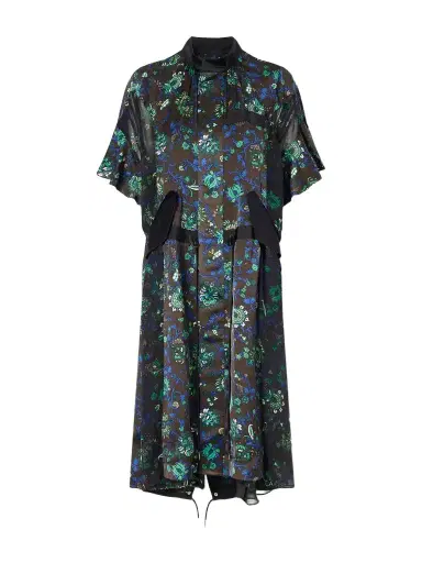 Sacai Floral-print Satin Midi Dress | Thumbnail 1 Sacai Floral-print Satin Midi Dress | Thumbnail 1