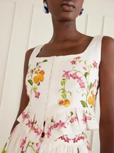 Agua by Agua Bendita Eslabón Cropped Ruffled Floral-print Linen Top | Thumbnail 4 Agua by Agua Bendita Eslabón Cropped Ruffled Floral-print Linen Top | Thumbnail 4