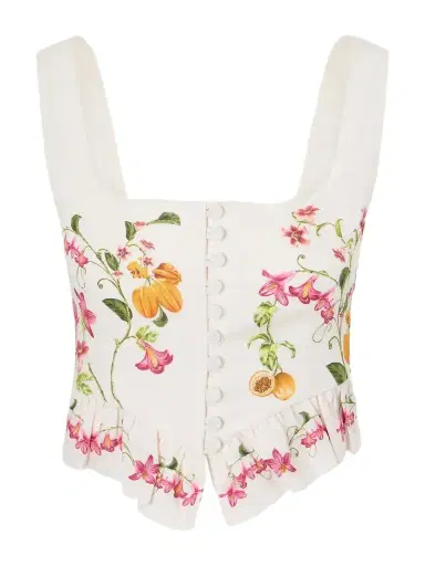 Agua by Agua Bendita Eslabón Cropped Ruffled Floral-print Linen Top | Thumbnail 1 Agua by Agua Bendita Eslabón Cropped Ruffled Floral-print Linen Top | Thumbnail 1