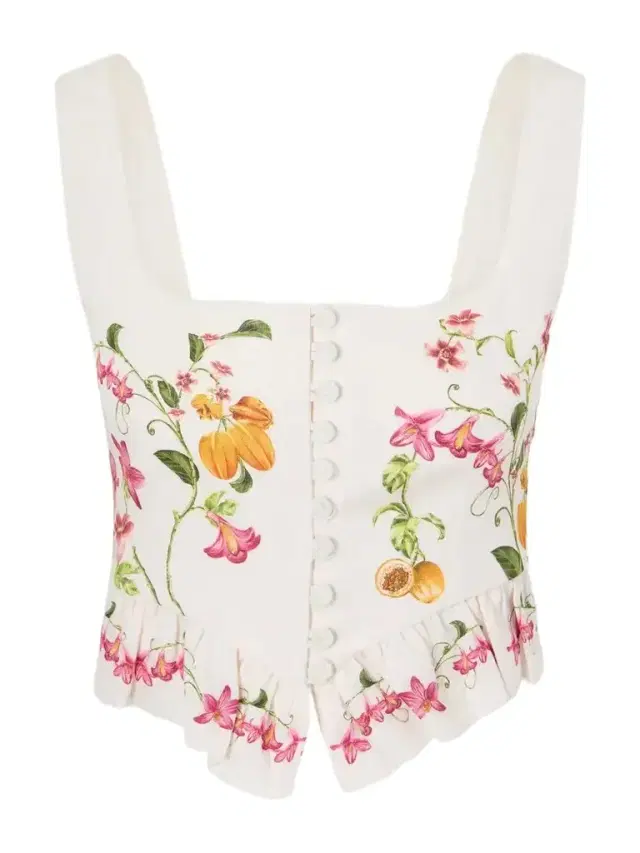 Eslabón Cropped Ruffled Floral-print Linen Top Eslabón Cropped Ruffled Floral-print Linen Top