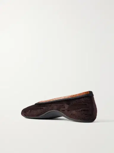 Dries Van Noten Leather-trimmed Velvet Ballet Flats | Thumbnail 3 Dries Van Noten Leather-trimmed Velvet Ballet Flats | Thumbnail 3