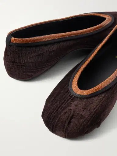 Dries Van Noten Leather-trimmed Velvet Ballet Flats | Thumbnail 5 Dries Van Noten Leather-trimmed Velvet Ballet Flats | Thumbnail 5