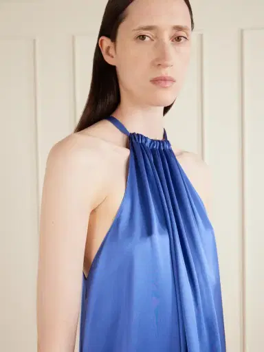 Aflalo Bexley Gathered Silk-satin Halterneck Mini Dress | Thumbnail 4 Aflalo Bexley Gathered Silk-satin Halterneck Mini Dress | Thumbnail 4