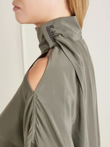 Brunello Cucinelli Bead-embellished Silk-satin Blouse | Thumbnail 4 Brunello Cucinelli Bead-embellished Silk-satin Blouse | Thumbnail 4