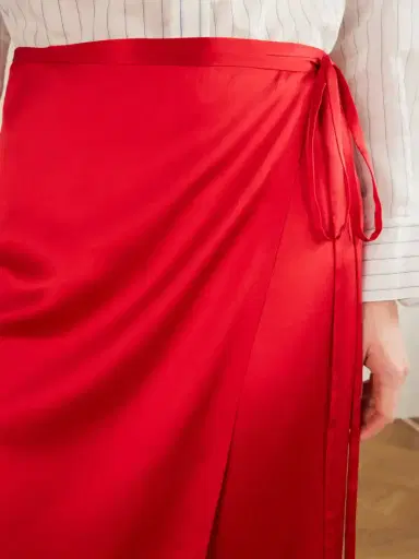 Aflalo Rixa Satin Wrap Midi Skirt | Thumbnail 5 Aflalo Rixa Satin Wrap Midi Skirt | Thumbnail 5