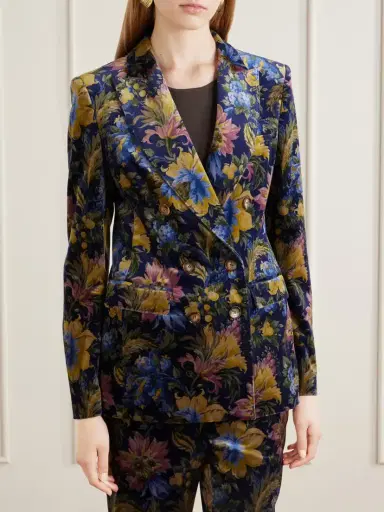 Etro Double-breasted Floral-print Stretch-cotton Velvet Blazer | Thumbnail 3 Etro Double-breasted Floral-print Stretch-cotton Velvet Blazer | Thumbnail 3