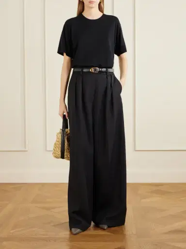 Anine Bing Lou Pleated Woven Wide-leg Pants | Thumbnail 2 Anine Bing Lou Pleated Woven Wide-leg Pants | Thumbnail 2