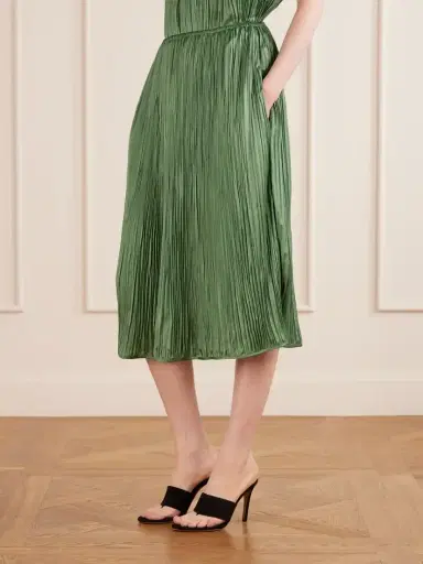Aflalo Avelline Plissé-satin Midi Skirt | Thumbnail 3 Aflalo Avelline Plissé-satin Midi Skirt | Thumbnail 3