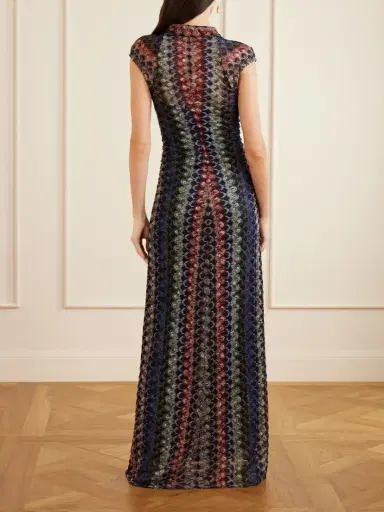 Missoni Gathered Striped Metallic Crochet-knit Maxi Dress | Thumbnail 3 Missoni Gathered Striped Metallic Crochet-knit Maxi Dress | Thumbnail 3
