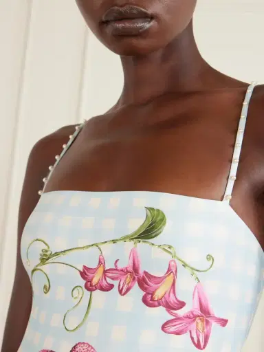 Agua by Agua Bendita Durazno Embellished Printed Recycled Swimsuit | Thumbnail 4 Agua by Agua Bendita Durazno Embellished Printed Recycled Swimsuit | Thumbnail 4