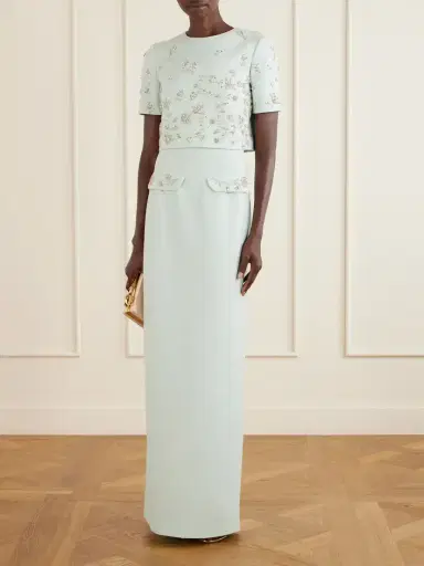 Oscar de la Renta Crystal-floral Embroidered Stretch-wool Gown | Thumbnail 2 Oscar de la Renta Crystal-floral Embroidered Stretch-wool Gown | Thumbnail 2