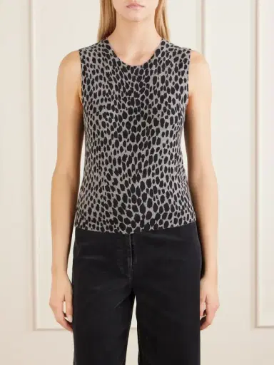 Nili Lotan Nessa Leopard-jacquard Cashmere Tank | Thumbnail 3 Nili Lotan Nessa Leopard-jacquard Cashmere Tank | Thumbnail 3