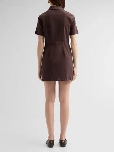 PAIGE Women's Clementine Denim Mini Dress - Rich Chocolate | Thumbnail 3 PAIGE Women's Clementine Denim Mini Dress - Rich Chocolate | Thumbnail 3