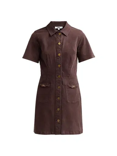 PAIGE Women's Clementine Denim Mini Dress - Rich Chocolate | Thumbnail 1 PAIGE Women's Clementine Denim Mini Dress - Rich Chocolate | Thumbnail 1