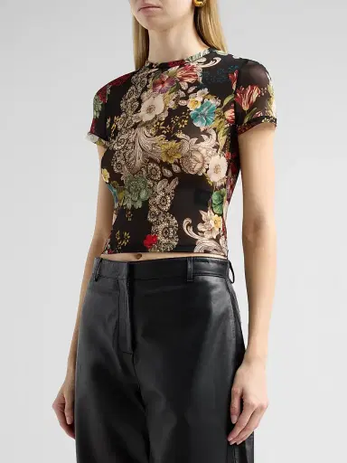 ALICE + OLIVIA Women's Tess Floral Crewneck T-Shirt - Free Spirit | Thumbnail 4 ALICE + OLIVIA Women's Tess Floral Crewneck T-Shirt - Free Spirit | Thumbnail 4