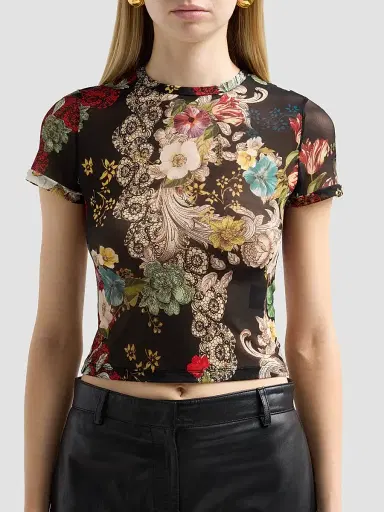 ALICE + OLIVIA Women's Tess Floral Crewneck T-Shirt - Free Spirit | Thumbnail 5 ALICE + OLIVIA Women's Tess Floral Crewneck T-Shirt - Free Spirit | Thumbnail 5