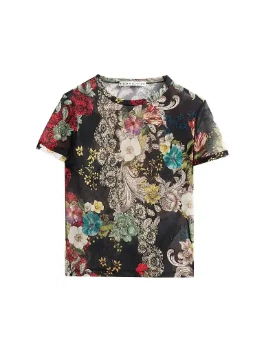 ALICE + OLIVIA Women's Tess Floral Crewneck T-Shirt - Free Spirit | Thumbnail 1 ALICE + OLIVIA Women's Tess Floral Crewneck T-Shirt - Free Spirit | Thumbnail 1