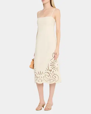 Ulla Johnson Women's The Jane Eyelet Denim Dress - Cowrie - Size 12 | Thumbnail 4 Ulla Johnson Women's The Jane Eyelet Denim Dress - Cowrie - Size 12 | Thumbnail 4