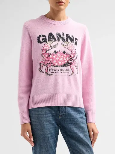 Ganni Women's Crab Graphic Wool-Blend Sweater | Thumbnail 4 Ganni Women's Crab Graphic Wool-Blend Sweater | Thumbnail 4
