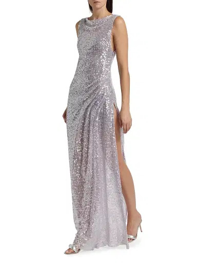 Prabal Gurung Women's Sequined Side Drape Gown - Lilac | Thumbnail 2 Prabal Gurung Women's Sequined Side Drape Gown - Lilac | Thumbnail 2