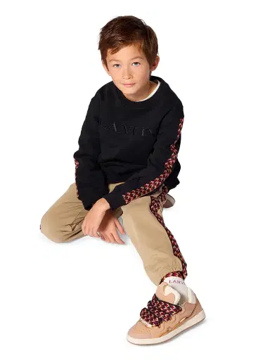 Lanvin Kid's Suede Curb Sneakers - Stone Off White 1.5 (Child) | Thumbnail 5 Lanvin Kid's Suede Curb Sneakers - Stone Off White 1.5 (Child) | Thumbnail 5
