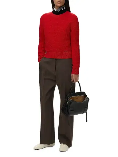 Loewe Women's Pleated Striped Wool-Blend Wide-Leg Trousers - Brown - Size 10 | Thumbnail 2 Loewe Women's Pleated Striped Wool-Blend Wide-Leg Trousers - Brown - Size 10 | Thumbnail 2