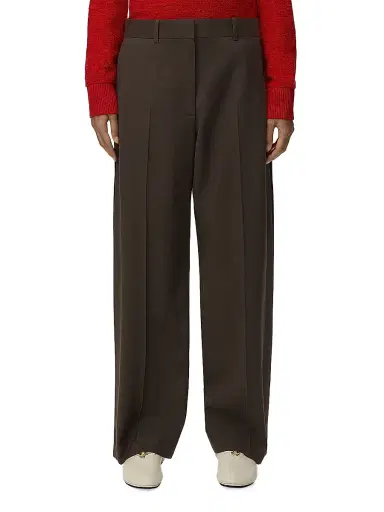 Loewe Women's Pleated Striped Wool-Blend Wide-Leg Trousers - Brown - Size 10 | Thumbnail 3 Loewe Women's Pleated Striped Wool-Blend Wide-Leg Trousers - Brown - Size 10 | Thumbnail 3
