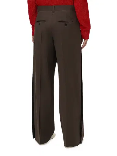 Loewe Women's Pleated Striped Wool-Blend Wide-Leg Trousers - Brown - Size 10 | Thumbnail 4 Loewe Women's Pleated Striped Wool-Blend Wide-Leg Trousers - Brown - Size 10 | Thumbnail 4