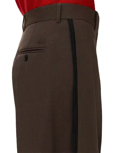 Loewe Women's Pleated Striped Wool-Blend Wide-Leg Trousers - Brown - Size 10 | Thumbnail 5 Loewe Women's Pleated Striped Wool-Blend Wide-Leg Trousers - Brown - Size 10 | Thumbnail 5