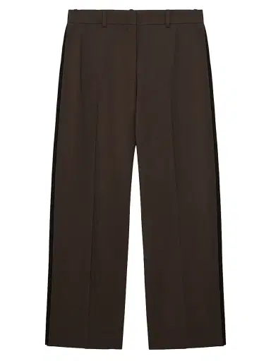 Loewe Women's Pleated Striped Wool-Blend Wide-Leg Trousers - Brown - Size 10 | Thumbnail 1 Loewe Women's Pleated Striped Wool-Blend Wide-Leg Trousers - Brown - Size 10 | Thumbnail 1