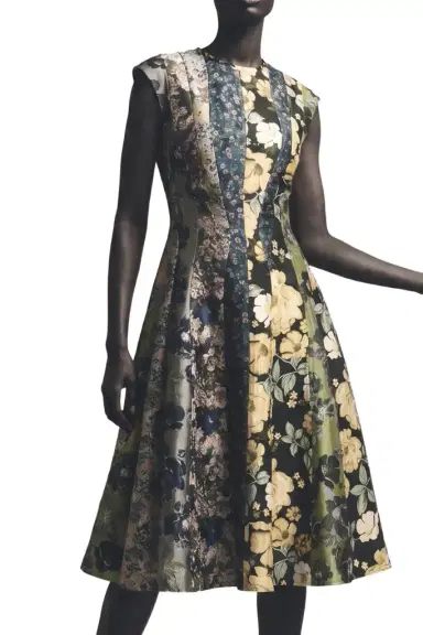Jason Wu Collection MIXED FLORAL JACQUARD PANELED MIDI DRESS | Thumbnail 1 Jason Wu Collection MIXED FLORAL JACQUARD PANELED MIDI DRESS | Thumbnail 1