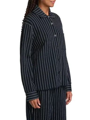 Guest In Residence Women's Pinstriped Cotton-Silk Work Shirt - Navy Butter - Size XL | Thumbnail 4 Guest In Residence Women's Pinstriped Cotton-Silk Work Shirt - Navy Butter - Size XL | Thumbnail 4