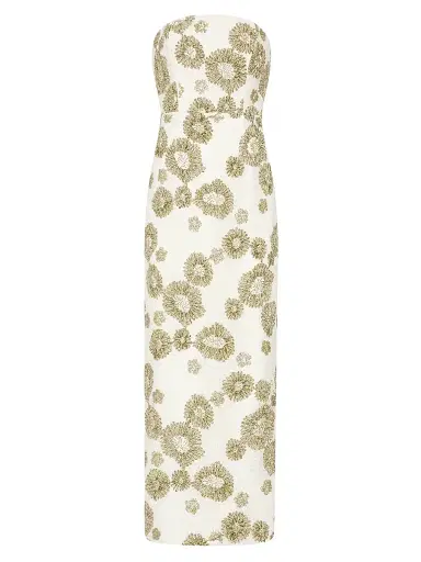 Milly Women's Jasmine Embroidered Lace Strapless Dress - White Green - Size 12 | Thumbnail 1 Milly Women's Jasmine Embroidered Lace Strapless Dress - White Green - Size 12 | Thumbnail 1
