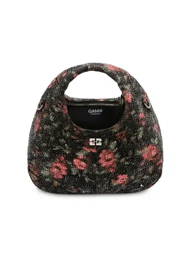 Ganni Women's Mini Embellished Flower-Motif Hobo Bag - Black | Thumbnail 3 Ganni Women's Mini Embellished Flower-Motif Hobo Bag - Black | Thumbnail 3