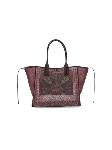 Ganni Women's Logo-Embroidered Printed Mesh Shopper Tote Bag | Thumbnail 1 Ganni Women's Logo-Embroidered Printed Mesh Shopper Tote Bag | Thumbnail 1