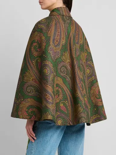 Etro Women's Paisley Cape-Sleeve Cotton-Blend Jacket - Printed Green - Size 10 | Thumbnail 3 Etro Women's Paisley Cape-Sleeve Cotton-Blend Jacket - Printed Green - Size 10 | Thumbnail 3