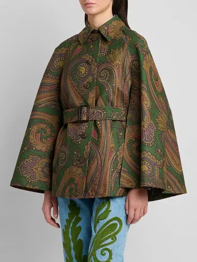 Etro Women's Paisley Cape-Sleeve Cotton-Blend Jacket - Printed Green - Size 10 | Thumbnail 4 Etro Women's Paisley Cape-Sleeve Cotton-Blend Jacket - Printed Green - Size 10 | Thumbnail 4