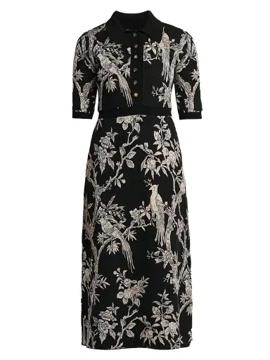 Etro Women's Wool-Blend Knit Midi Shirtdress - Black | Thumbnail 1 Etro Women's Wool-Blend Knit Midi Shirtdress - Black | Thumbnail 1