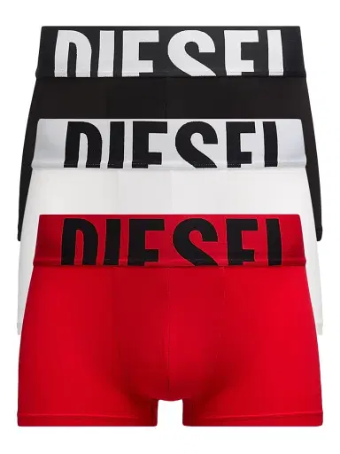 Diesel Men's Damien 3-Pack Logo Boxer Briefs - Black Red | Thumbnail 1 Diesel Men's Damien 3-Pack Logo Boxer Briefs - Black Red | Thumbnail 1