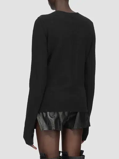 Rick Owens Women's Tommy V-Neck Alpaca-Blend Sweater - Black | Thumbnail 2 Rick Owens Women's Tommy V-Neck Alpaca-Blend Sweater - Black | Thumbnail 2