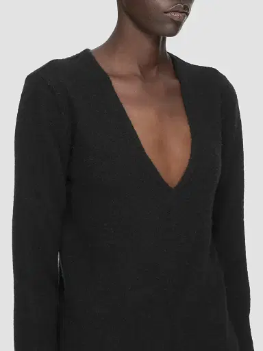 Rick Owens Women's Tommy V-Neck Alpaca-Blend Sweater - Black | Thumbnail 4 Rick Owens Women's Tommy V-Neck Alpaca-Blend Sweater - Black | Thumbnail 4