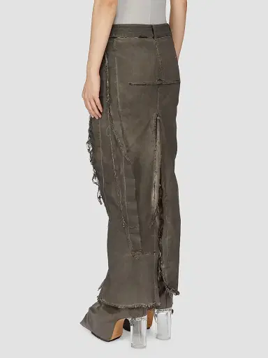 Rick Owens Women's Distressed Demin Maxi Skirt - Dust Combo | Thumbnail 2 Rick Owens Women's Distressed Demin Maxi Skirt - Dust Combo | Thumbnail 2