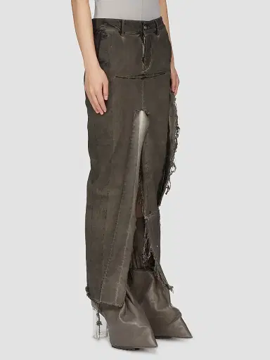 Rick Owens Women's Distressed Demin Maxi Skirt - Dust Combo | Thumbnail 3 Rick Owens Women's Distressed Demin Maxi Skirt - Dust Combo | Thumbnail 3