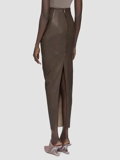 Rick Owens Women's Dirt Pillar Stretch Leather-Blend Pencil Maxi Skirt - Grease | Thumbnail 2 Rick Owens Women's Dirt Pillar Stretch Leather-Blend Pencil Maxi Skirt - Grease | Thumbnail 2