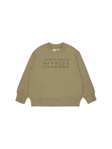 MM6 MAISON MARGIELA Little Kid's & Kid's Number Crewneck Sweatshirt - Olive Grey - Size 8 | Thumbnail 1 MM6 MAISON MARGIELA Little Kid's & Kid's Number Crewneck Sweatshirt - Olive Grey - Size 8 | Thumbnail 1