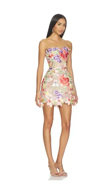 Bronx and Banco Floral 3d Jasmine Maraya Strapless Mini Dress | Thumbnail 2 Bronx and Banco Floral 3d Jasmine Maraya Strapless Mini Dress | Thumbnail 2