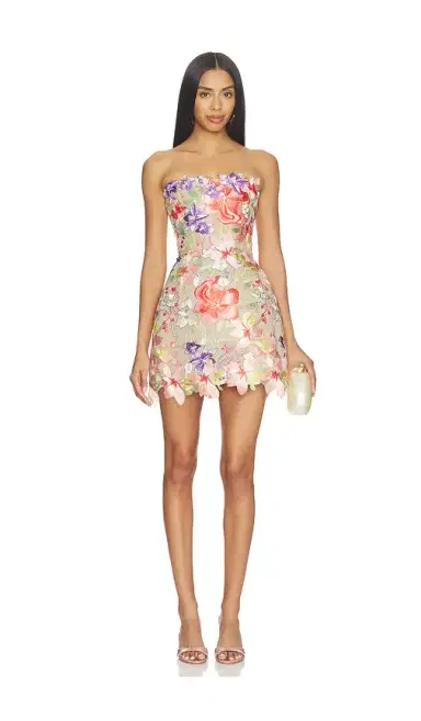 Bronx and Banco Floral 3d Jasmine Maraya Strapless Mini Dress | Thumbnail 1 Bronx and Banco Floral 3d Jasmine Maraya Strapless Mini Dress | Thumbnail 1