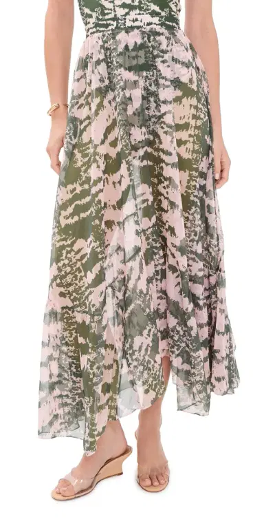 PatBo Botanic tripe Long Coverup Skirt Green | Thumbnail 1 PatBo Botanic tripe Long Coverup Skirt Green | Thumbnail 1