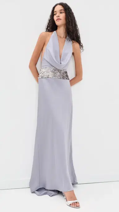 Runaway the Label Marcella Deep Plunge Maxi Dress ilver | Thumbnail 2 Runaway the Label Marcella Deep Plunge Maxi Dress ilver | Thumbnail 2